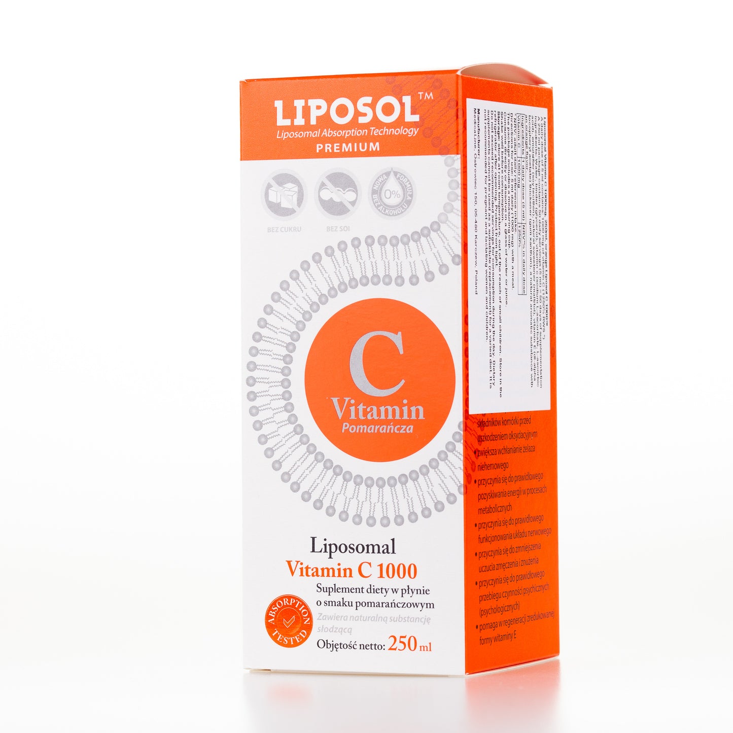 Liposol, Liposomal Vitamin C 1000mg, 250ml, orange flavour, Liposol, Aliness