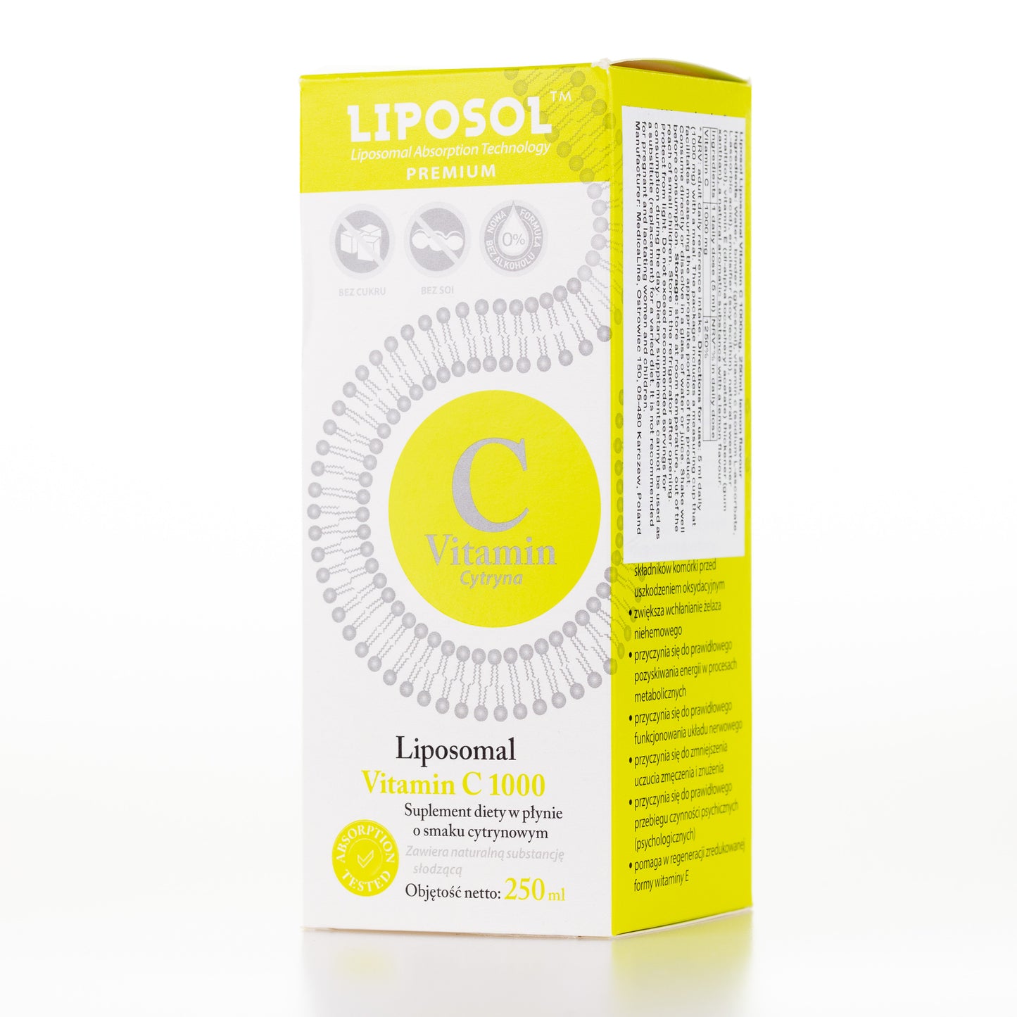 Liposol, Liposomal Vitamin C 1000mg, 250ml, lemon flavour, Liposol, Aliness