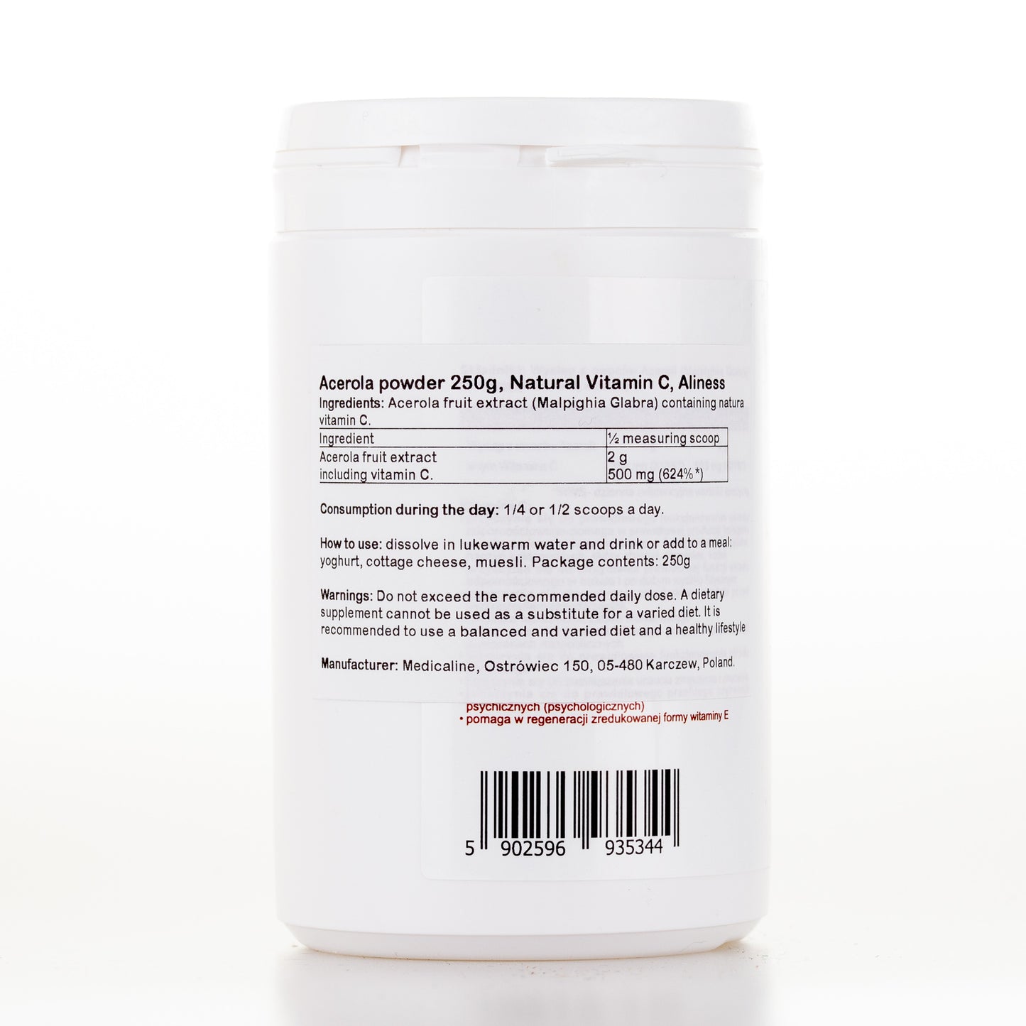 Acerola powder 250g, Natural Vitamin C