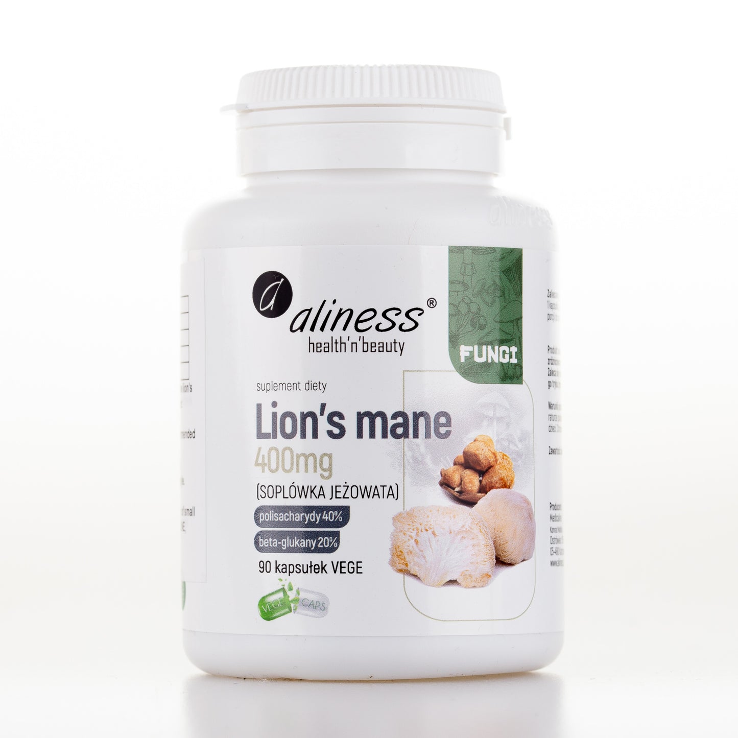 3 Months Supply of Lion's Mane Mushroom Supplement Capsules UK, 400mg, 90 capsules of powder extract