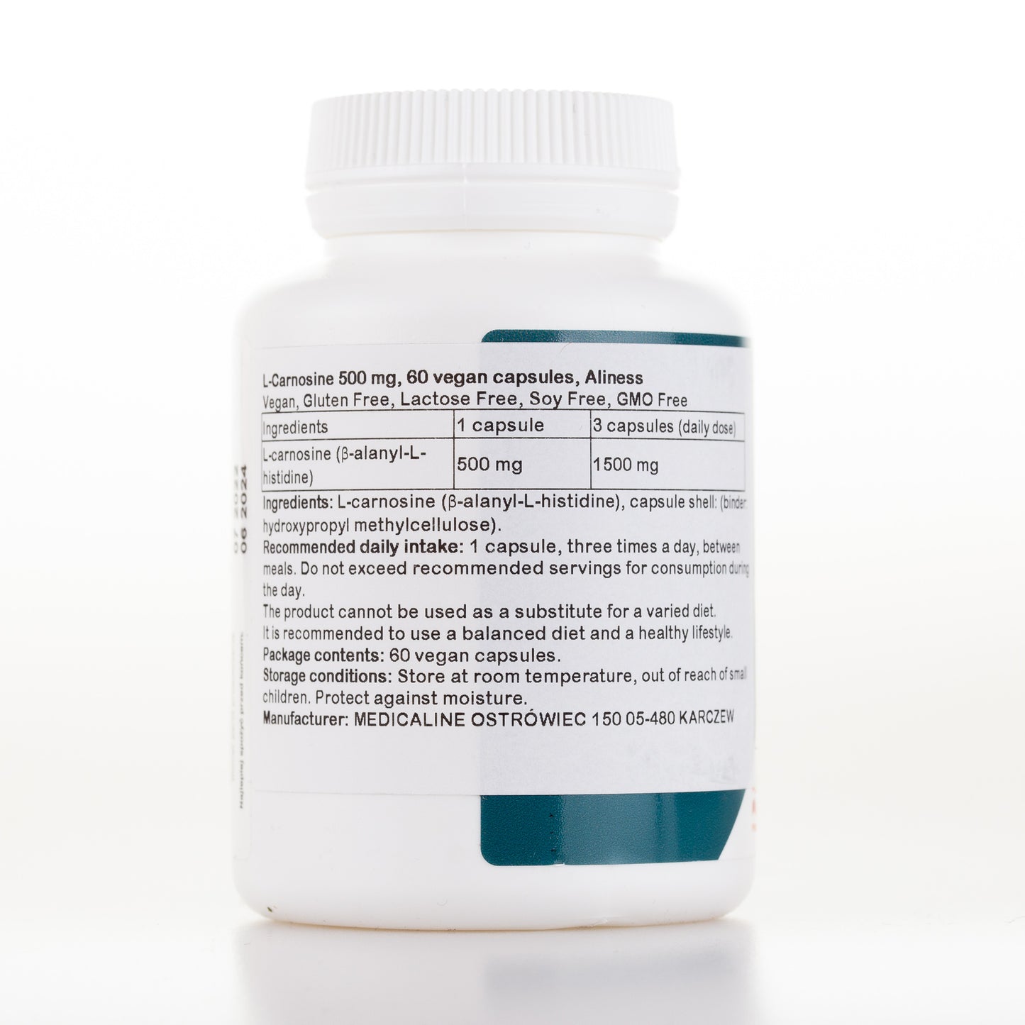 L-Carnosine 500 mg, 60 vegan capsules