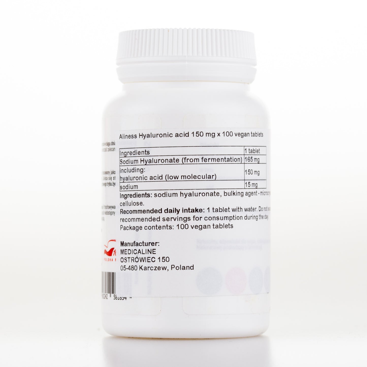 Aliness Kwas hialuronowy niskocząsteczkowy 150 mg, 100 tabletek wegańskich