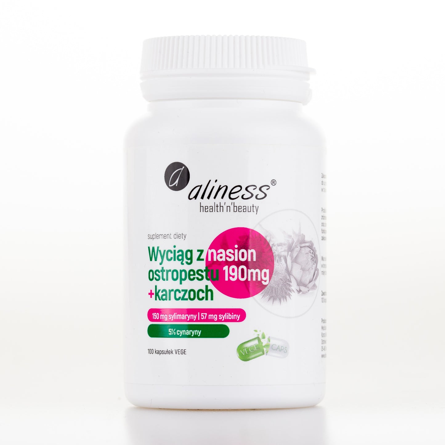 Milk thistle seed extract 190 mg + artichoke, 100 vegan capsules