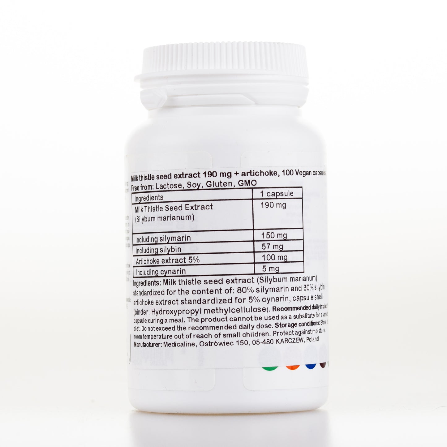 Milk thistle seed extract 190 mg + artichoke, 100 vegan capsules