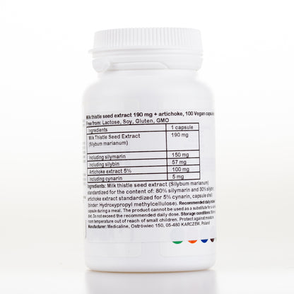 Aliness Ekstrakt z nasion ostropestu 190 mg + karczoch, 100 kapsułek