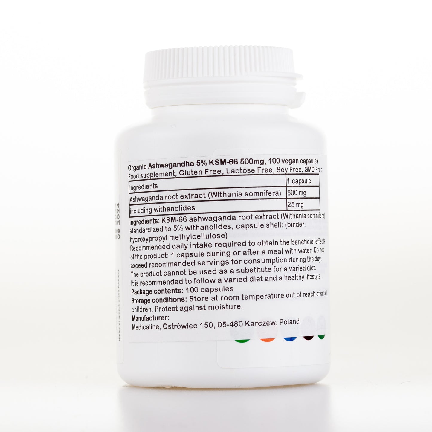 Aliness Organic Ashwagandha 5% KSM-66 200mg, 100 kapsułek wegańskich