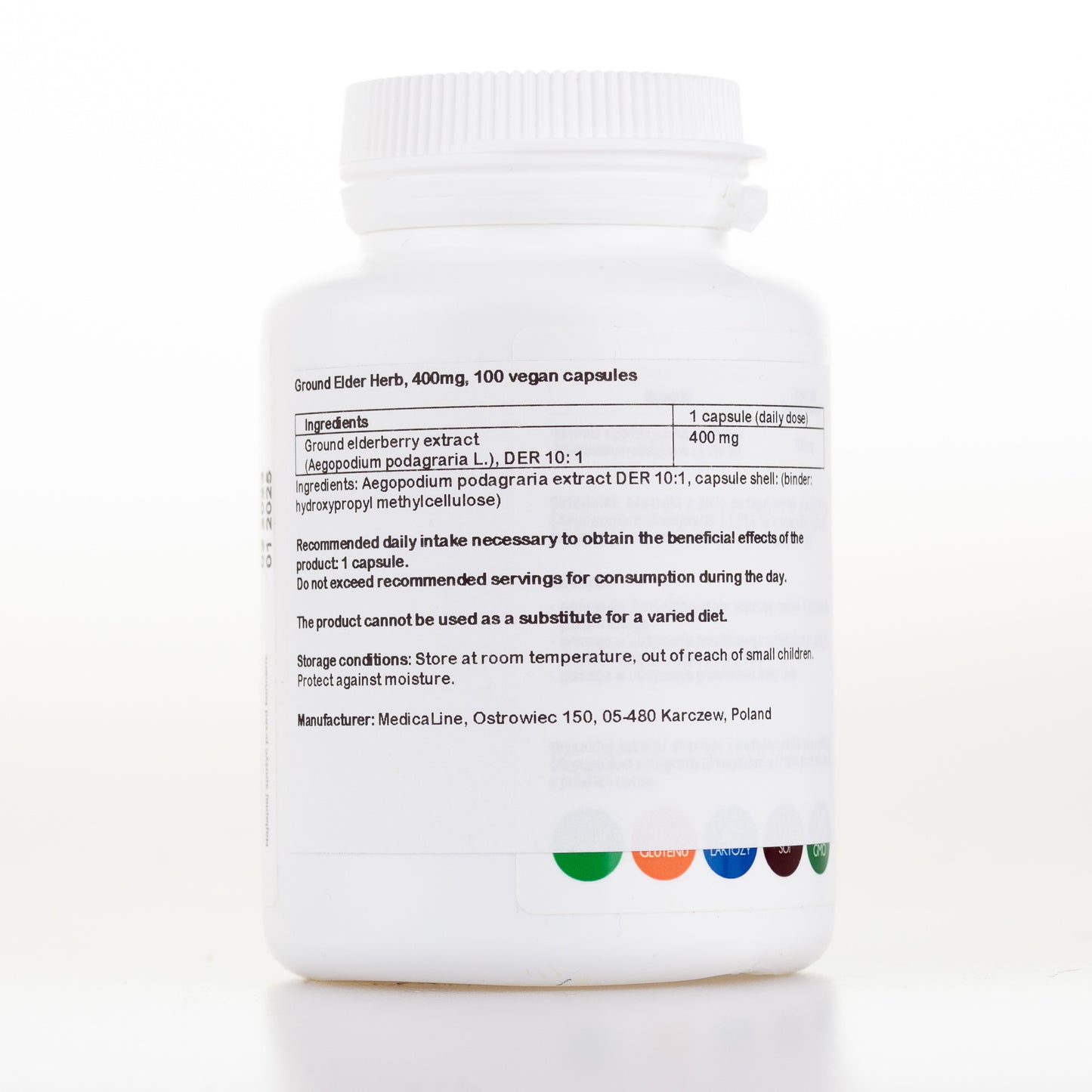 Ground Elder Herb (Aegopodium podagraria L.) extract, 100 vegan capsules
