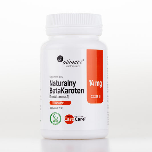 Aliness Naturalny BetaKaroten 14 mg (ProWitamina A), 100 tabletek vege