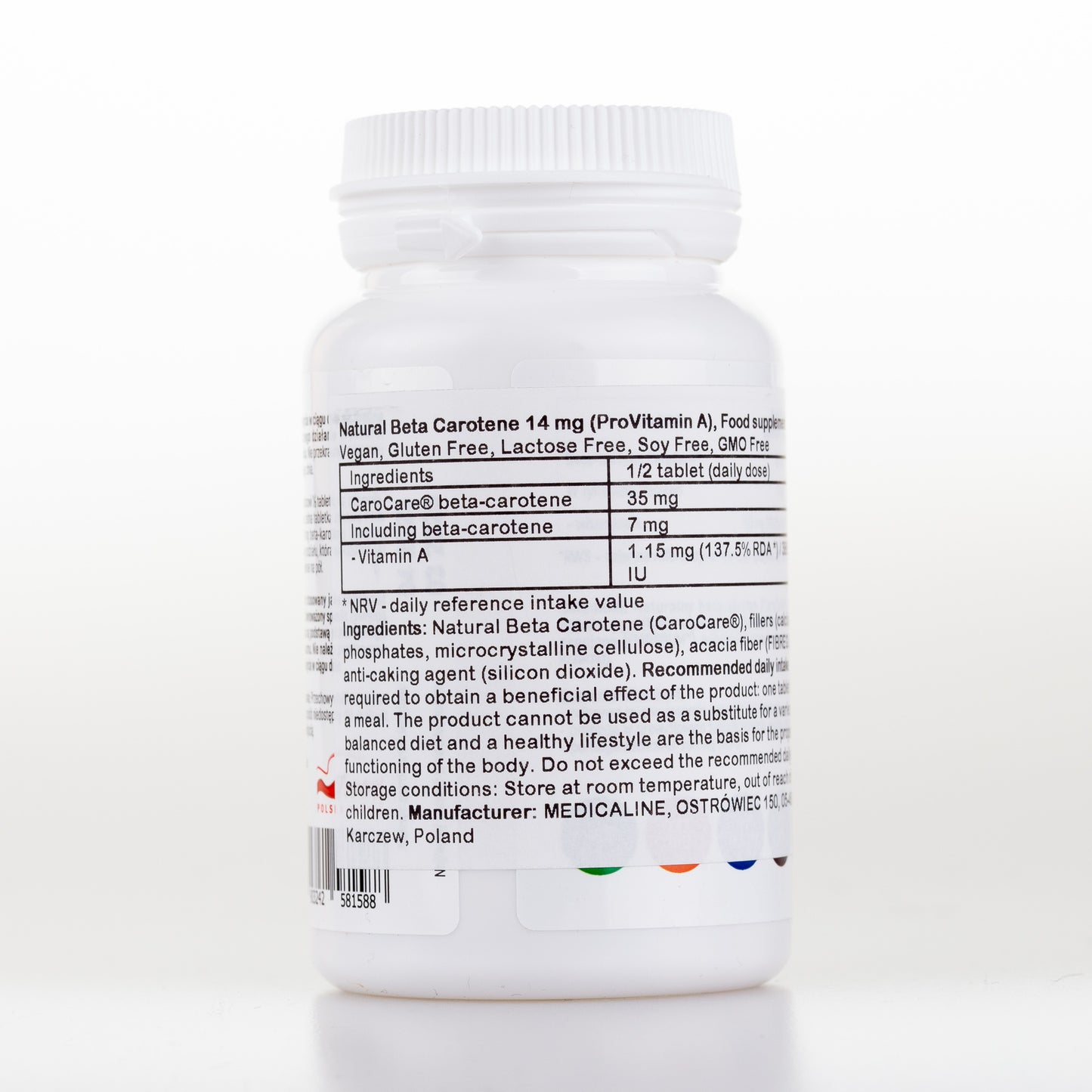 Aliness Naturalny BetaKaroten 14 mg (ProWitamina A), 100 tabletek vege