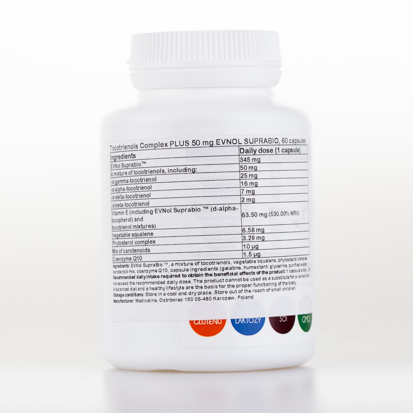 Tocotrienols Complex PLUS 50 mg EVNOL SUPRABIO, 60 capsules, Vitamin E, Vitamin of Youth