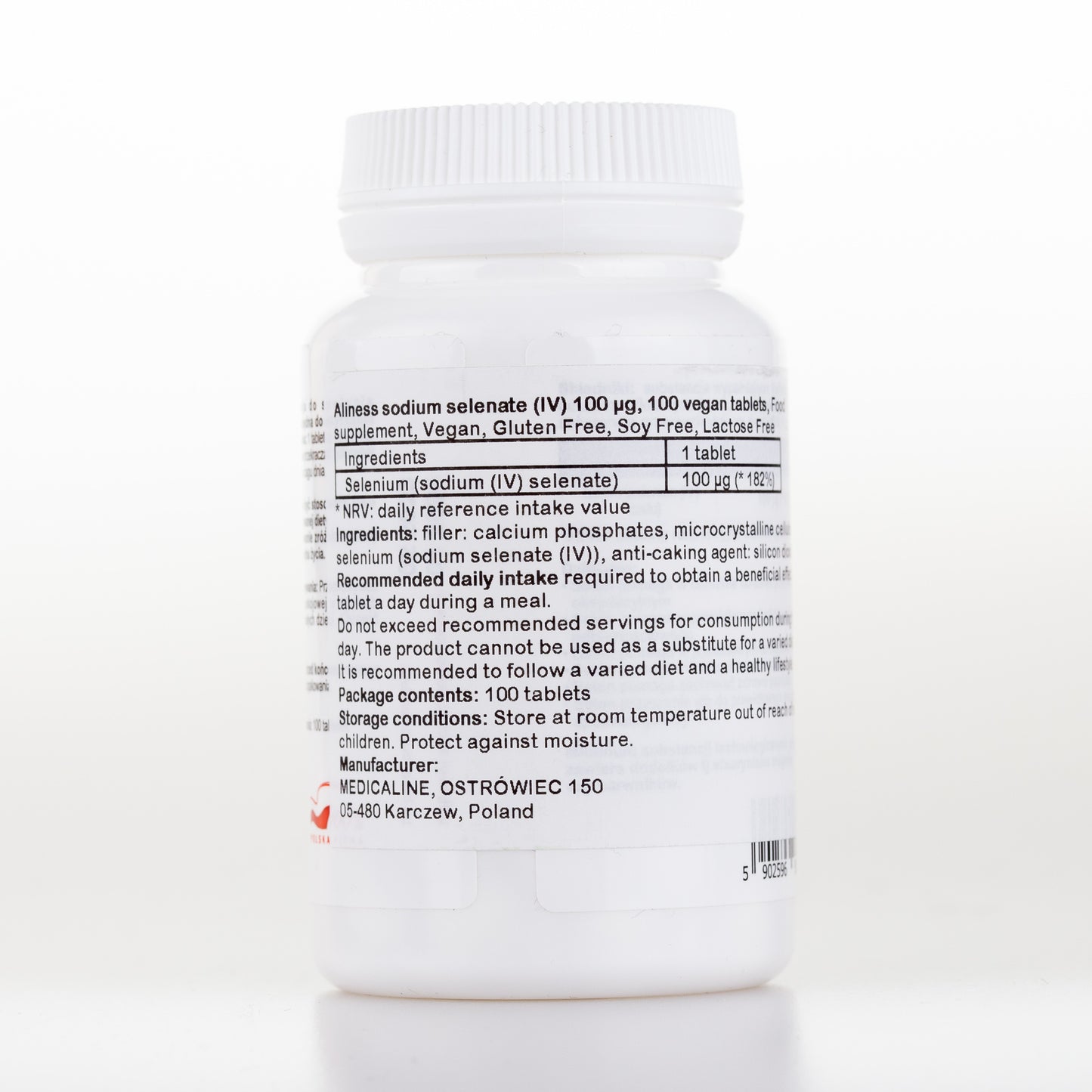 Selenium, sodium selenate (IV), 100 vegan tablets