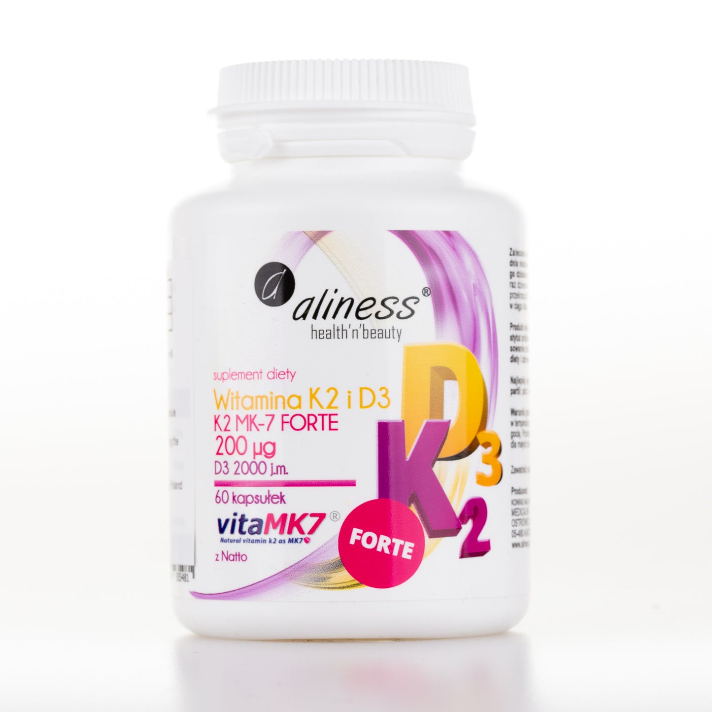 Vitamin K2 200mcg with D3 2000IU FORTE, 60 capsules