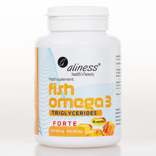 Fish Omega 3 FORTE Triglycerides 500mg EPA / 250mg DHA, 60 capsules,  High dose of EPA and DHA essential fatty acids