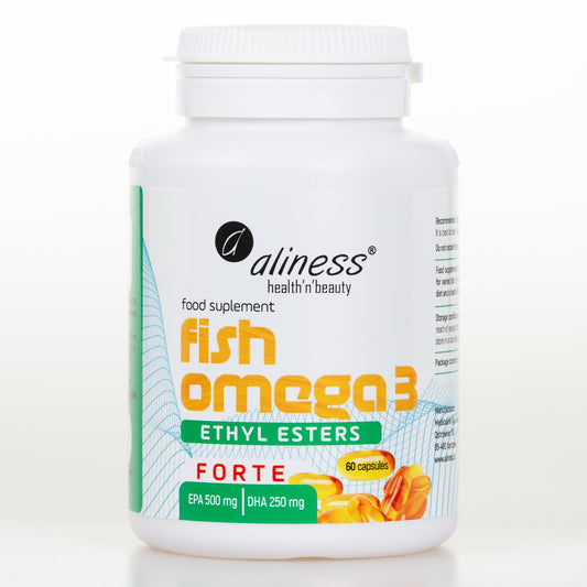 Fish Omega 3 FORTE Ethyl Esters 500mg EPA / 250mg DHA, 60 capsules,  High dose of EPA and DHA essential fatty acids