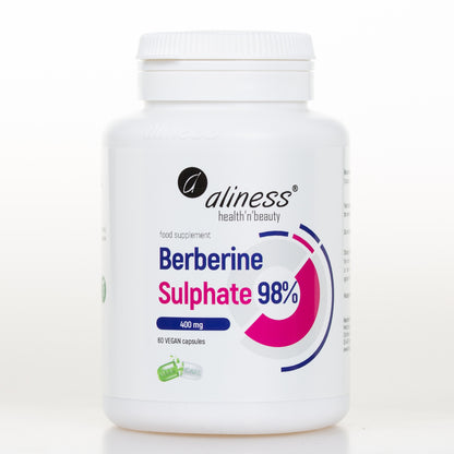 Aliness Berberyna, Berberine Sulphate 98% 400 mg, 60 kapsułek vege, PCOS