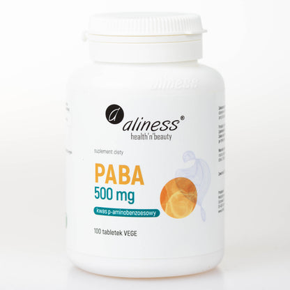 PABA Vitamin B10, PABA 500 mg, 100 vegan tablets