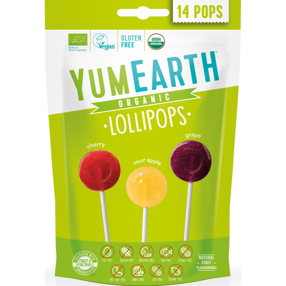 YumEarth Ekologiczne Bio lizaki z kwaśnych owoców, słodycze dla dzieci, 14 sztuk