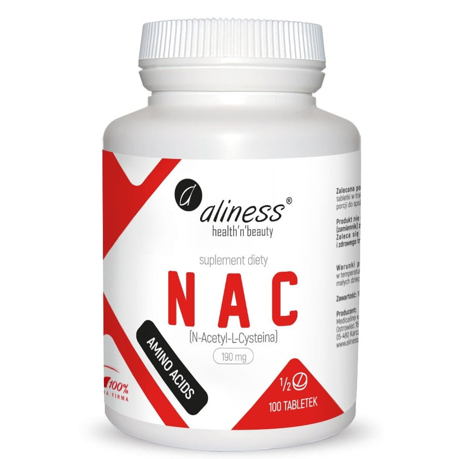 Aliness NAC Tabletki 380mg, N-Acetyl-L-Cysteina, 100 kapsułek wegańskich
