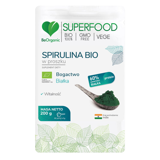 BeOrganic Organic Spirulina, 200g powder