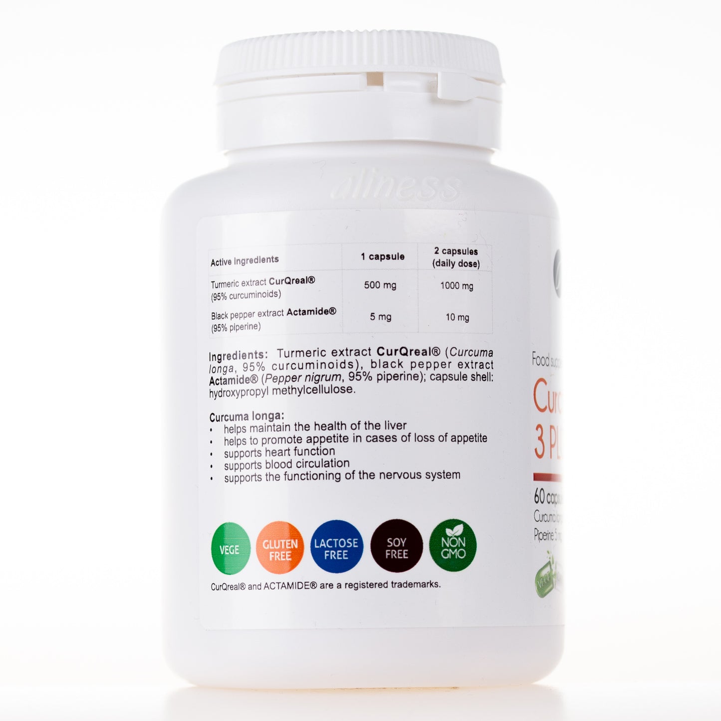 Aliness Curcumin 3 PLUS, 60 kapsułek vege
