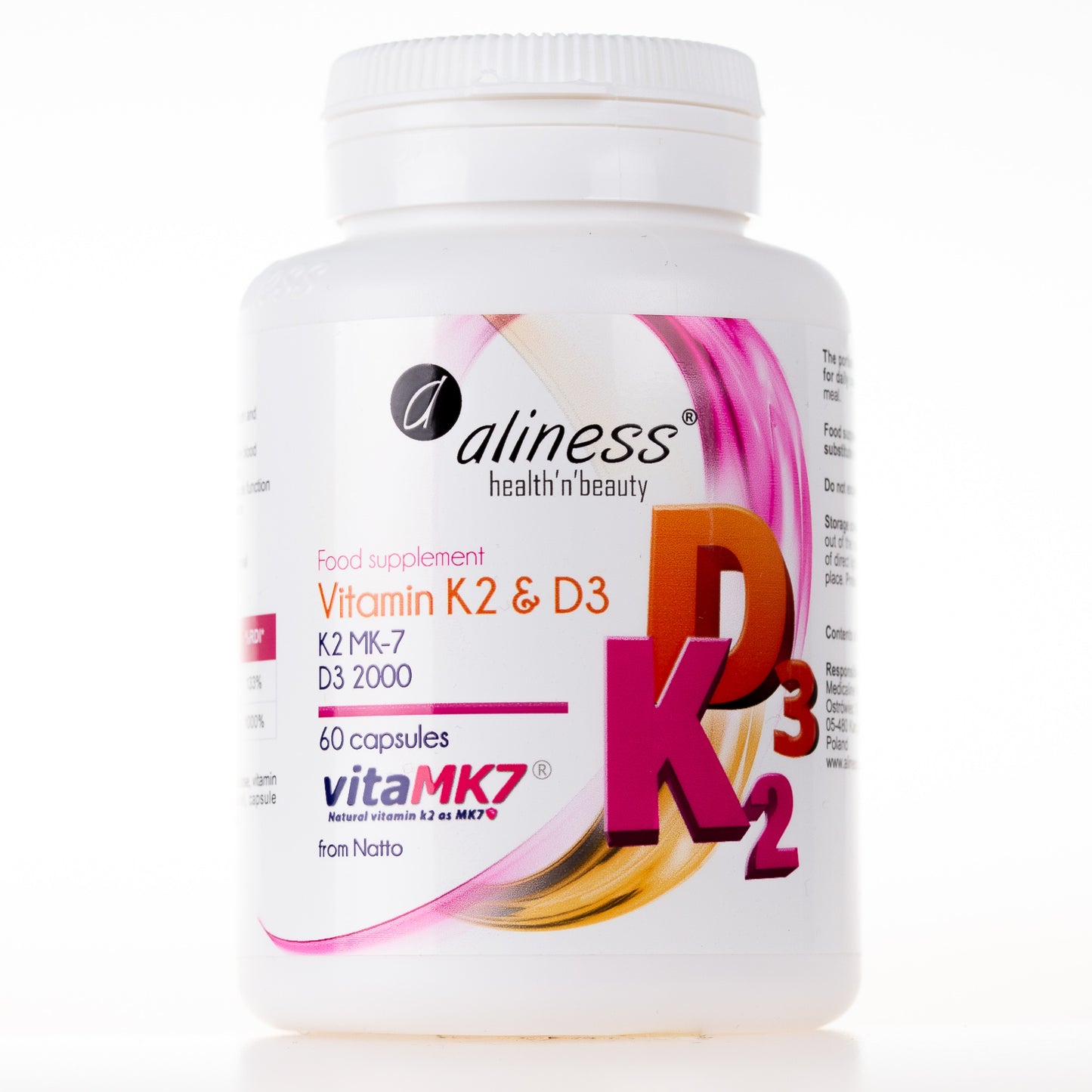 Vitamin D3 (2000 IU) with K2 MK7, 60 capsules