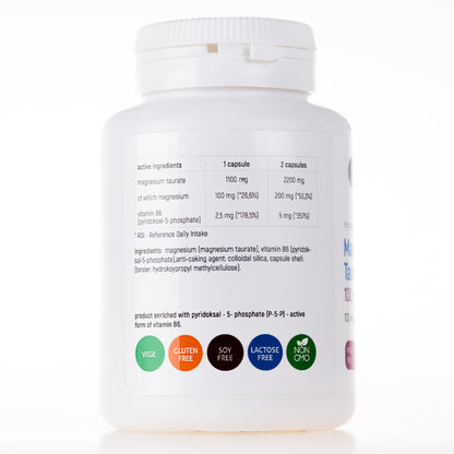 Magnesium Taurate with Vitamin B6 (P-5-P), 100 vegan capsules