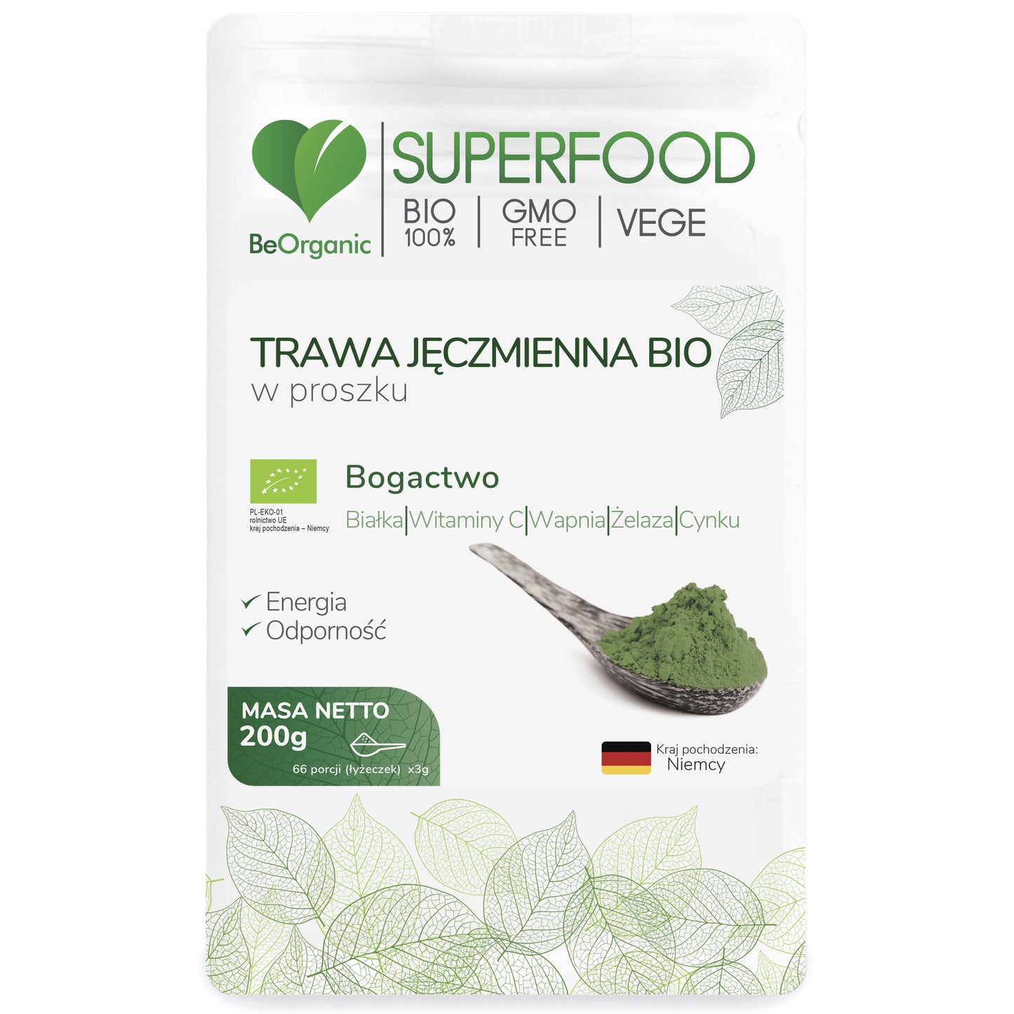 BeOrganic Barley Grass Powder, 200g