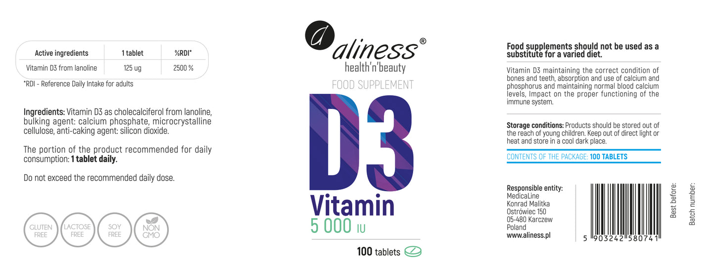 Max Strength Vitamin D3 5000IU, 100 tablets