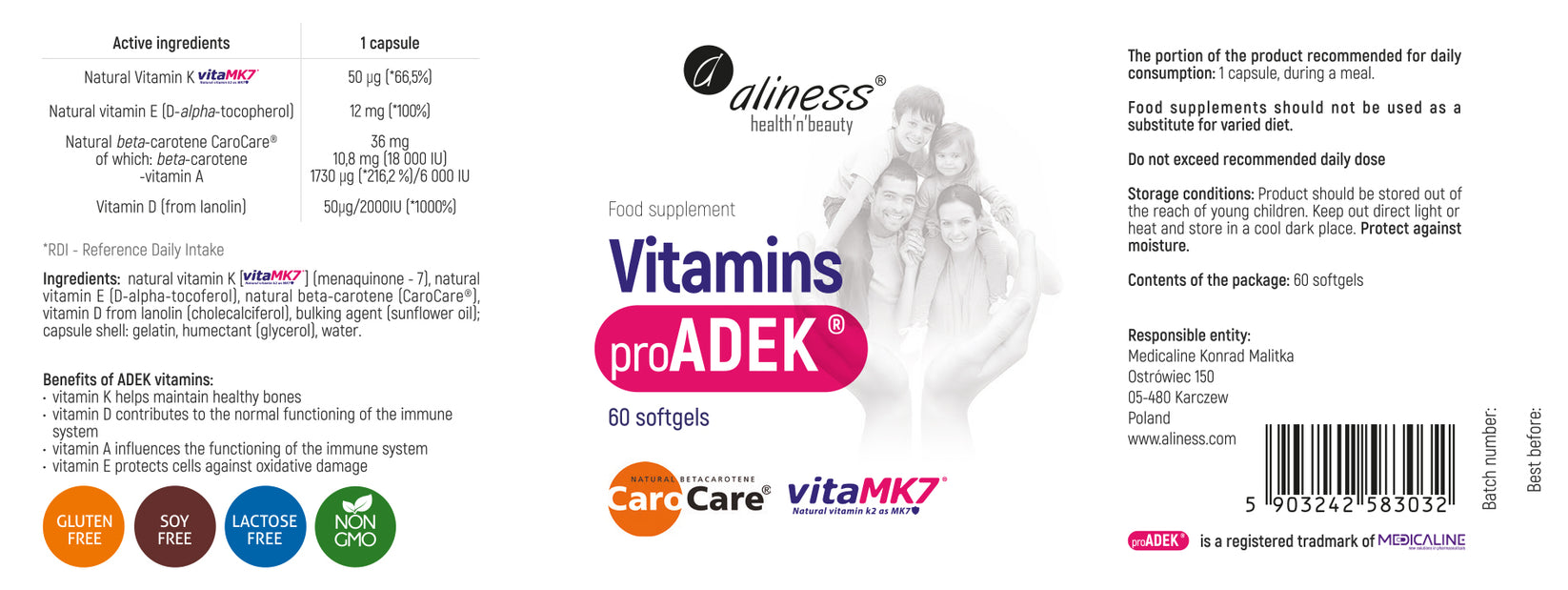Pro ADEK®, vitamins A, D, E, K, fat soluble vitamins, 60 capsules