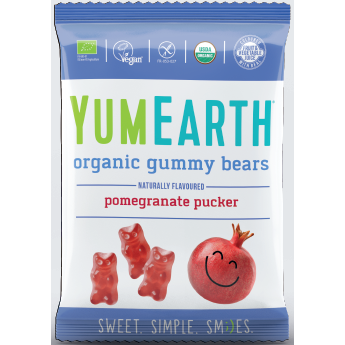 YumEarth Ekologiczne Bio Żelki Misie z Granatu, Słodycze dla dzieci, 50g