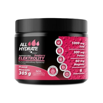 ALLHydrate, Malinowe Elektrolity, 305g, 50 porcji