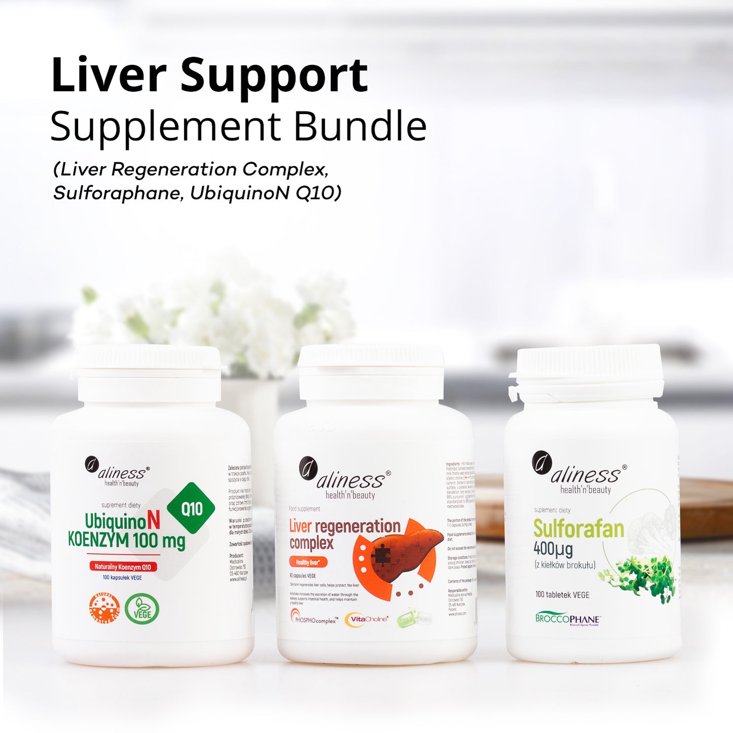 Liver Support Supplement Bundle (Liver Regeneration Complex, Sulforaphane, UbiquinoN Q10)