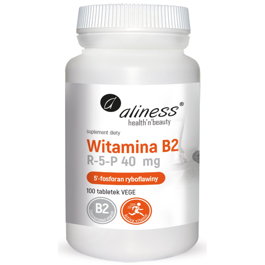 Aliness Witamina B2 R-5-P (ryboflawina) 40mg, 100 tabletek wegańskich