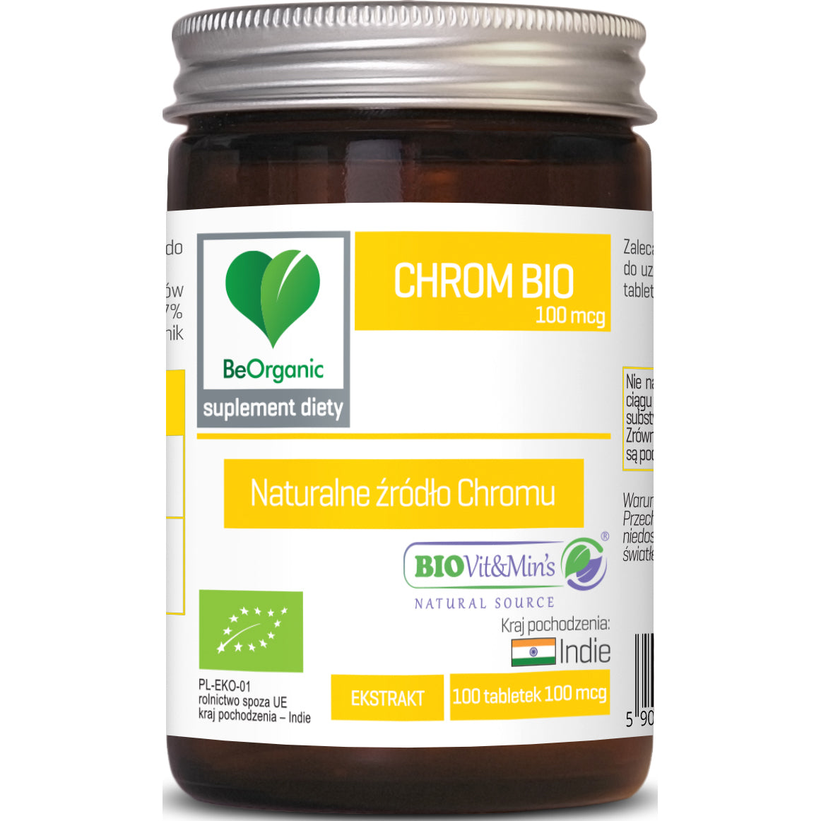 BeOrganic Chromium 100mcg, 100 vegan tablets