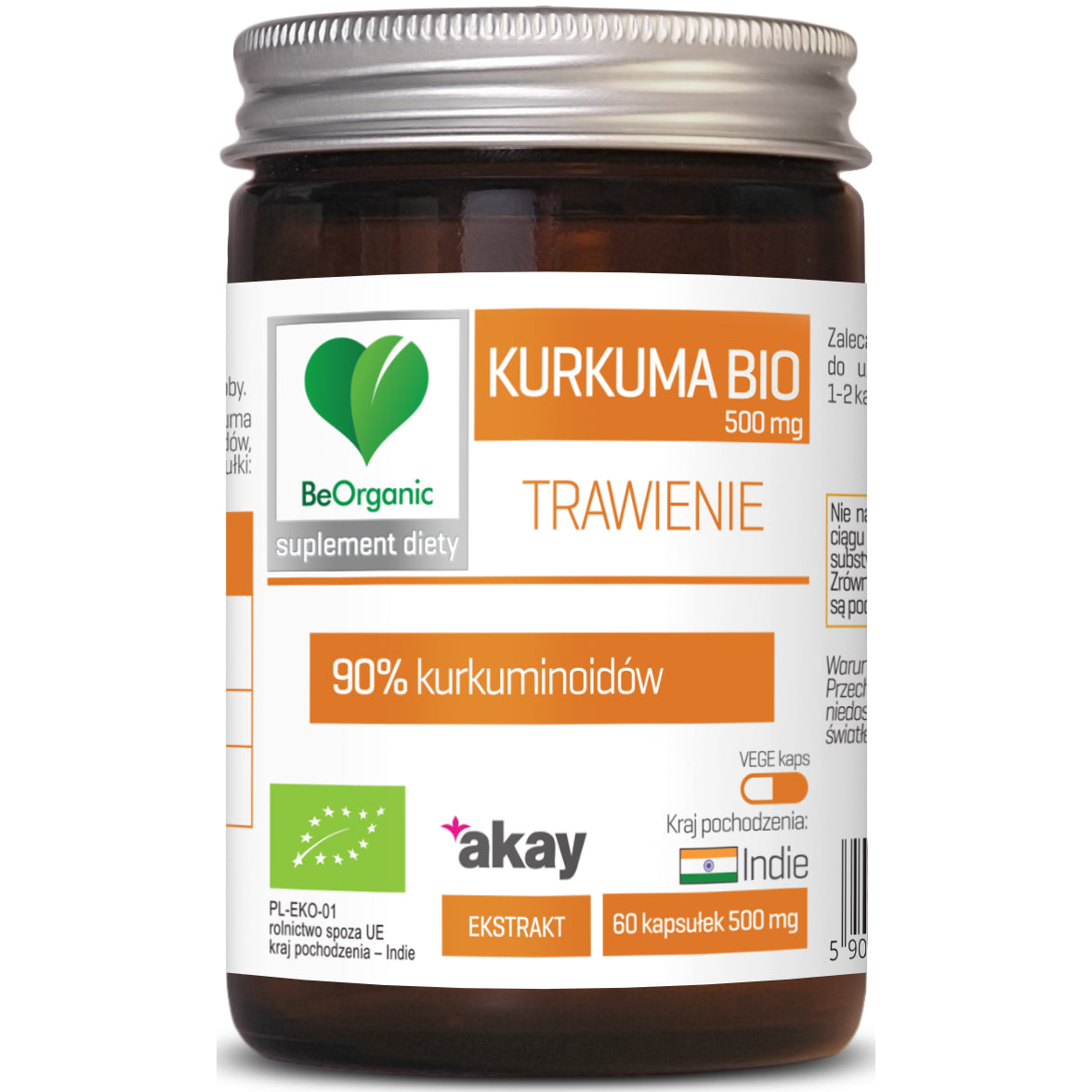 BeOrganic Turmeric (Curcumin) BIO 90%, 500mg,  50 capsules