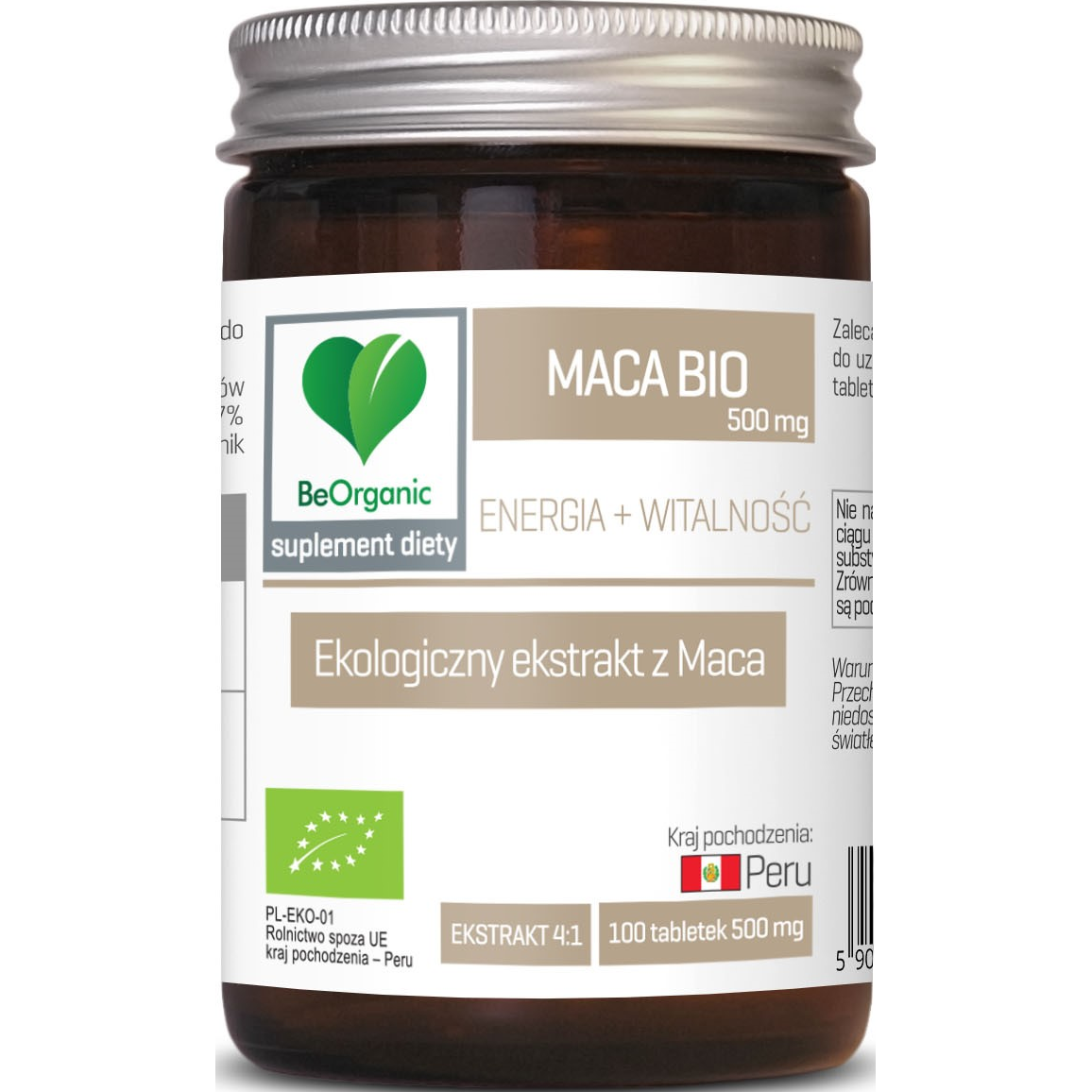 Aliness Ekstrakt z Maca BIO 500mg, 100 tabletek