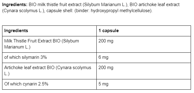 BeOrganic Ostropest BIO 3% + Karczoch BIO 2,5%, 400mg, 50 kapsułek