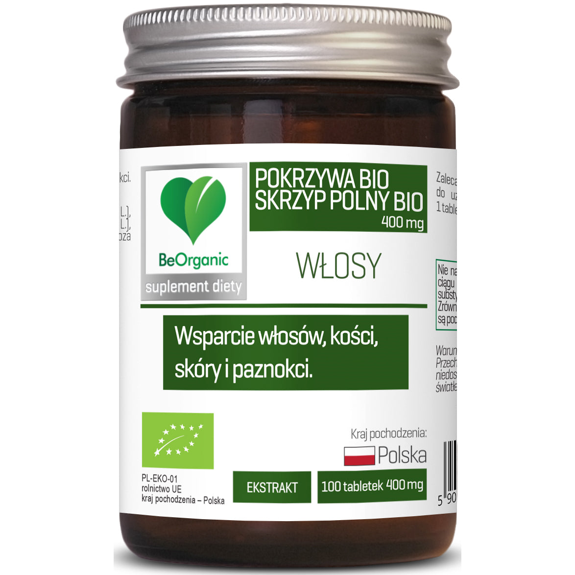 BeOrganic Skrzyp + Pokrzywa, 100 tabletek