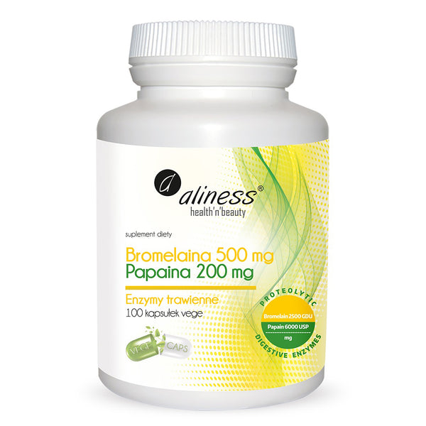 Bromelain with Papain, 100 vegan capsules, digestive enzymes Aliness