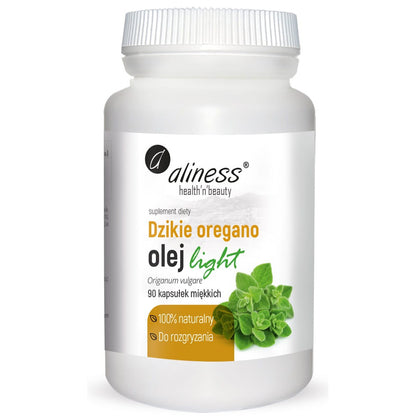 Aliness Olej z Dzikiego Oregano Light, do rozgryzania, 100% naturalny, 90 miękkich kapsułek
