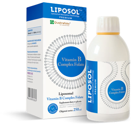 Liposol, Liposomal B Complex Folate, Choline, PABA, Inositol, Vitamin B1, B2, B3, B5, B6, B7 Biotin, B9, B12 250ml, Aliness