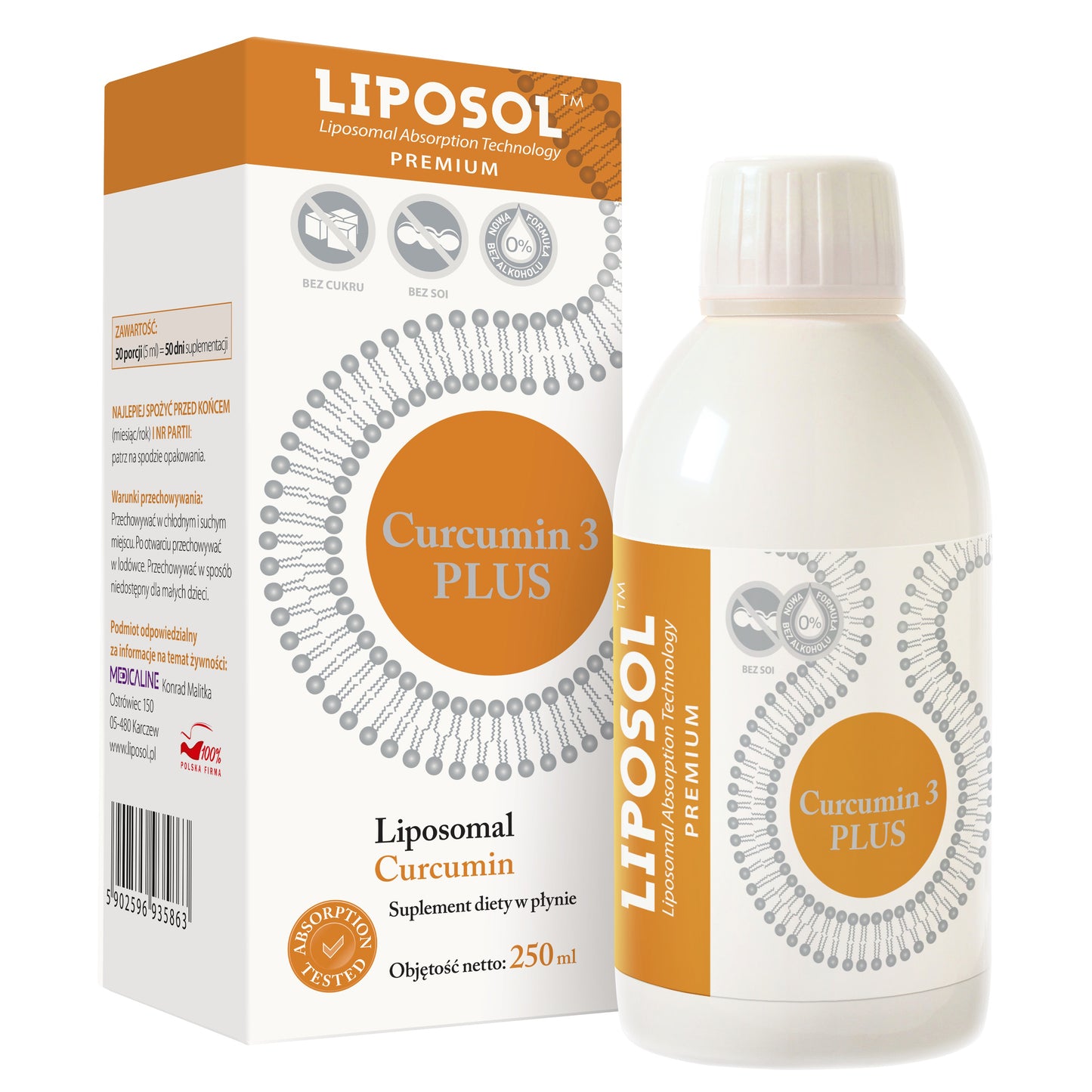 Liposol, Liposomal Curcumin 3 250ml, Aliness