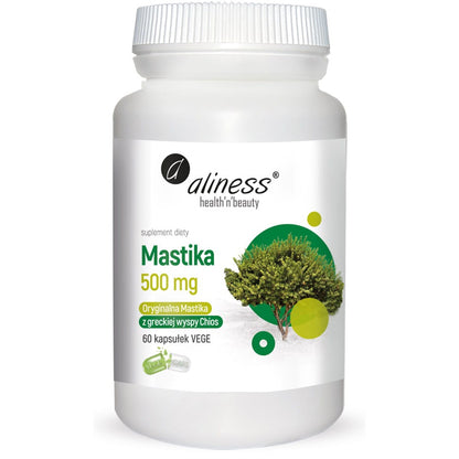 Aliness Mastika, sproszkowana żywica Pistacia lentiscus, 60 kapsułek wegańskich