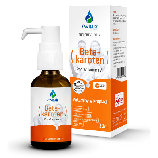Avitale liquid Natural BetaCarotene drops, fat soluble, CaroCare® 4.5 mg Provitamin A, 30ml, Aliness