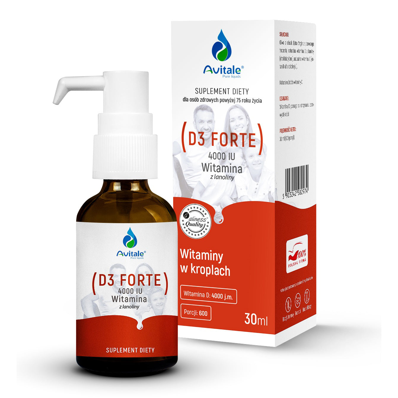 Avitale D3 FORTE 4000 IU, 30 ml (600 servings), liquid vitamin in drops