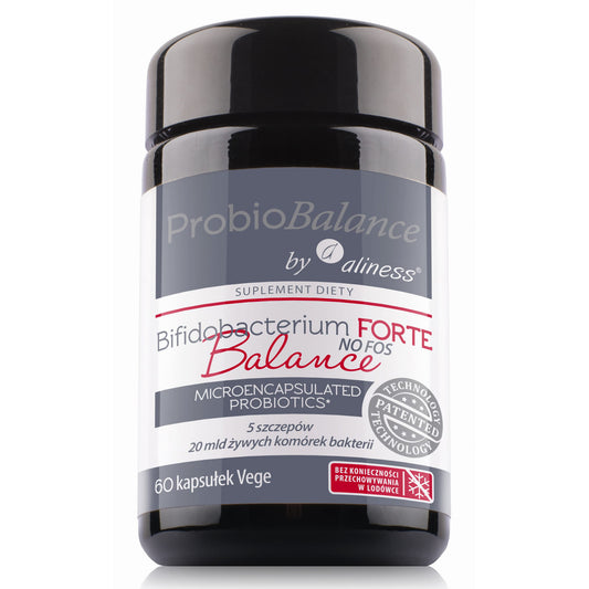 ProbioBalance Bifidobacterium FORTE Balance NO FOSS, probiotyki i prebiotyki, 60 kapsułek wegańskich, Aliness
