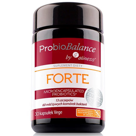 ProbioBalance FORTE 13 szczepów bakterii, probiotyki i prebiotyki, 30 kapsułek wegańskich, Aliness