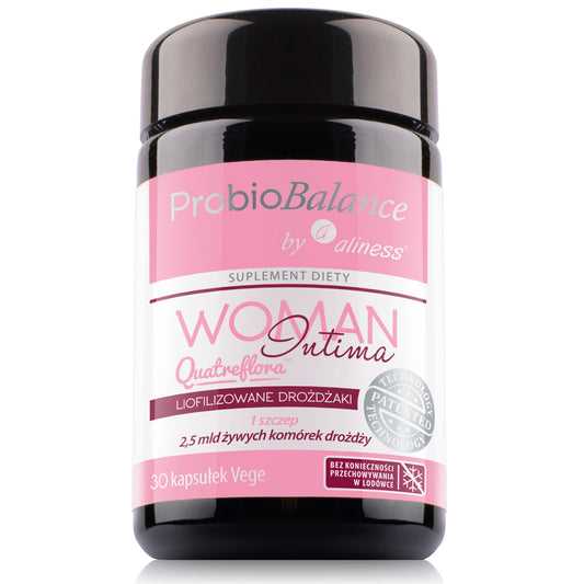 ProbioBalance Woman Intima Quatreflora probiotyki i prebiotyki, 30 kapsułek. Probiotyki wegańskie Aliness