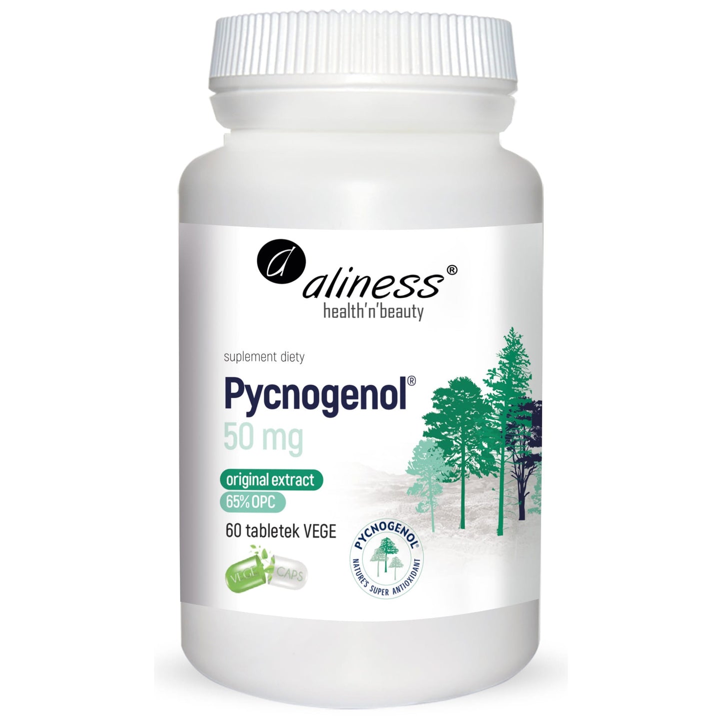 Aliness Ekstrakt Pycnogenol® 65% 50 mg, 60 kapsułek wegańskich