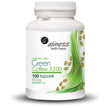 Aliness Zielona kawa Green Cofee, 24mg kofeiny. Ekstrakt z zielonej kawy.